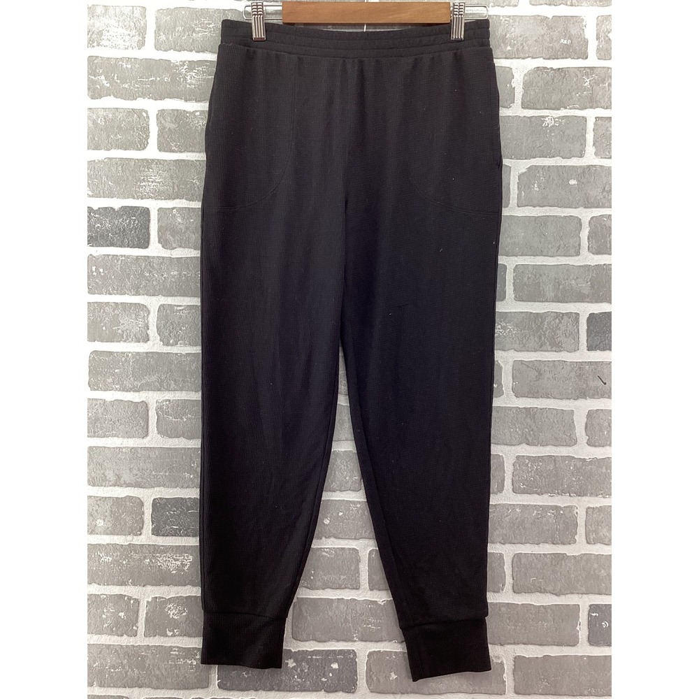 Athleta Wind Down Sleep Jogger Black Waffle Knit Pajama Pants Small